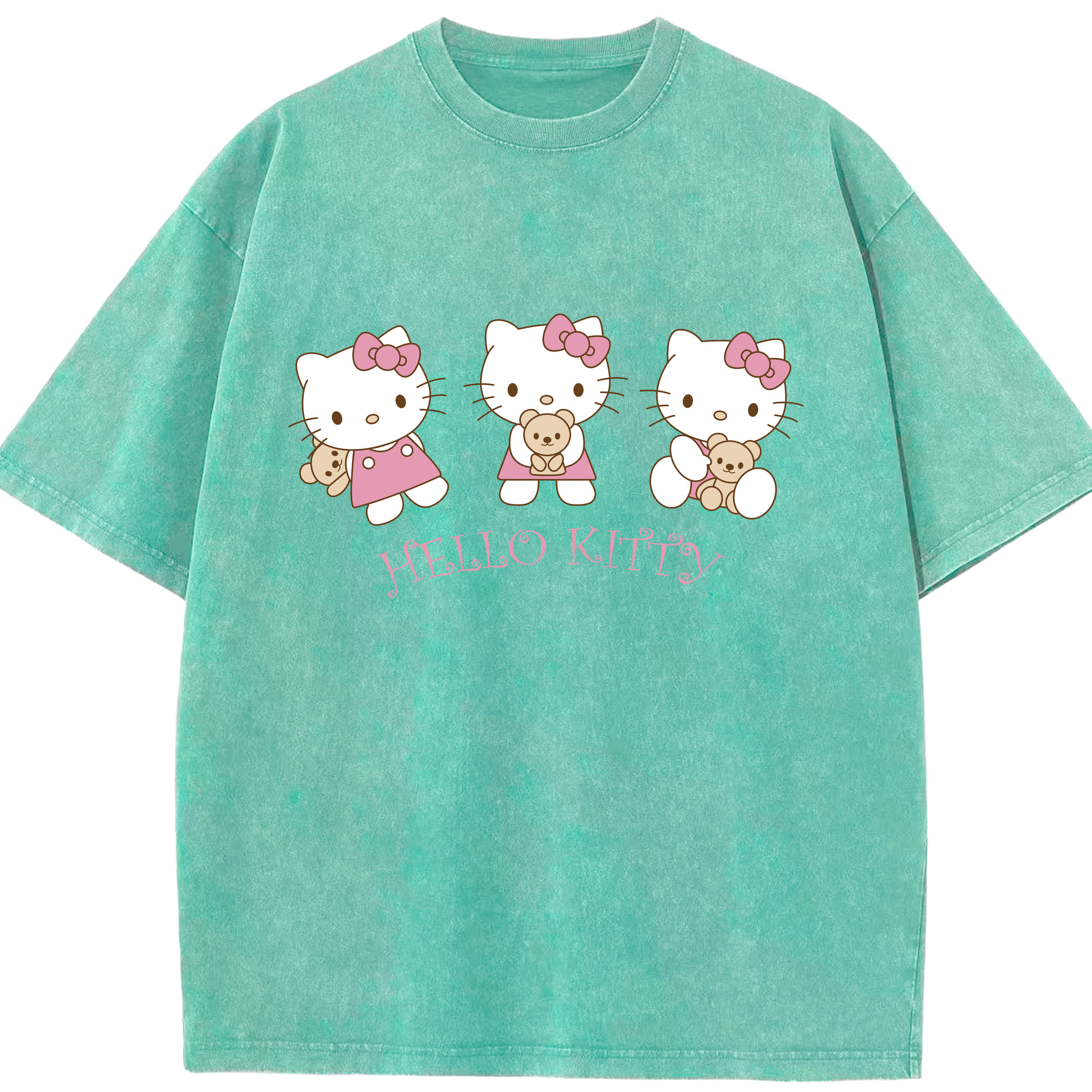 （画像用） Hello Kitty ハローキティ 綿100% ヴィンテージ風 半袖Tシャツ（フロントプリント）